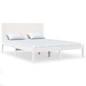vidaXL Bedframe zonder matras massief grenenhout wit 140x190 cm