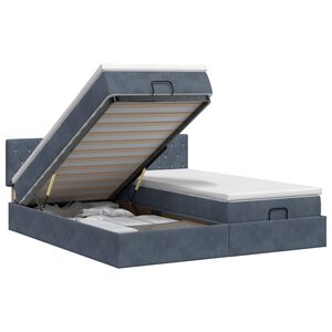 vidaXL Ottoman bed met matras met hoofdeinde 2 pcs Donkergrijs Fluweel