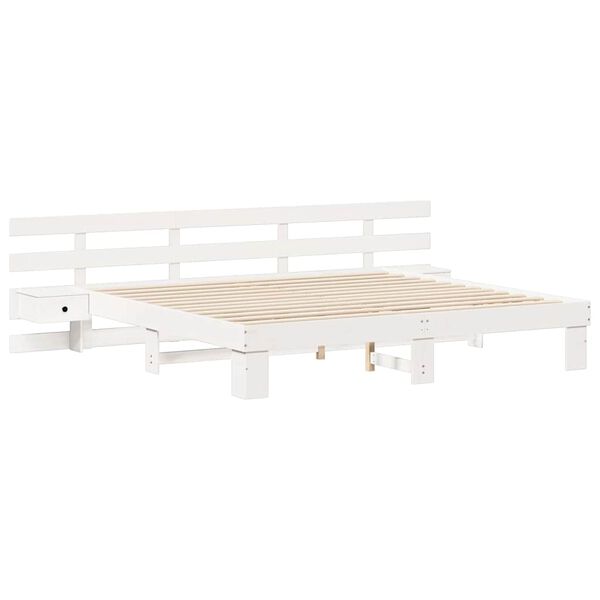 vidaXL Bedframe met hoofdeinde Wit 200 x 200 cm Massief grenenhout