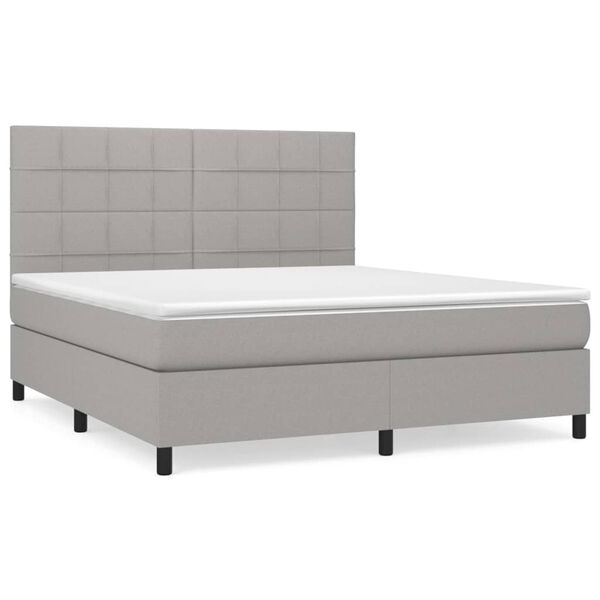 vidaXL Boxspring met matras stof lichtgrijs 180x200 cm
