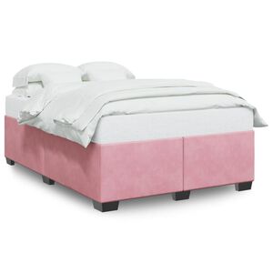 vidaXL Bedframe fluweel roze 140x190 cm
