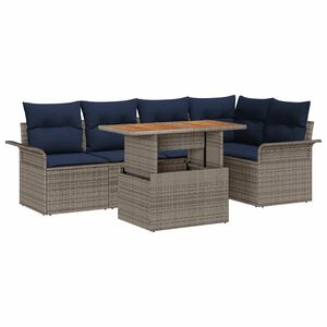 vidaXL Tuin Sofa Set 6 st Grijs Poly riet