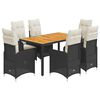 vidaXL 7-delige Bistroset met kussens poly rattan zwart