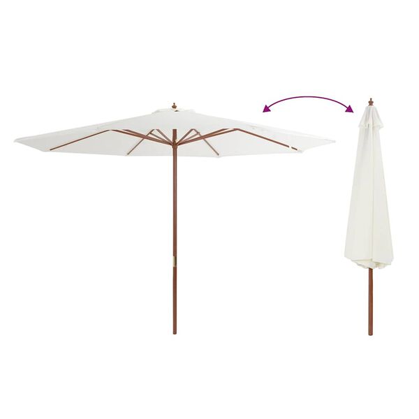 vidaXL Parasol met houten paal 350 cm zandwit