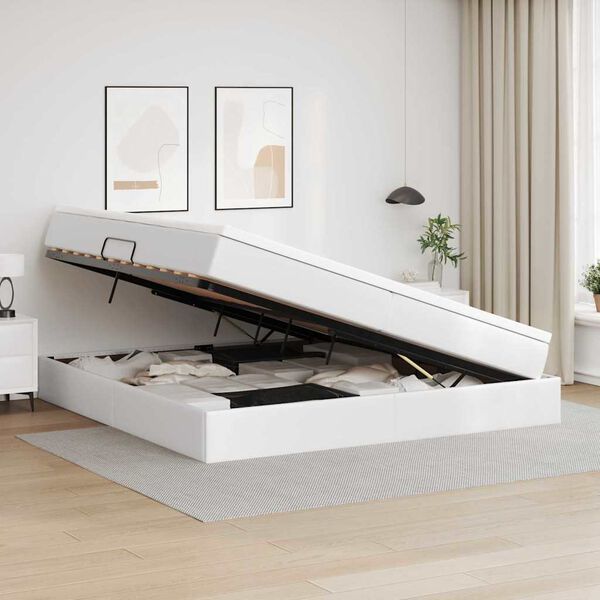 vidaXL Opslag bed met matras met matras Wit 200 x 200 cm Nep Leer