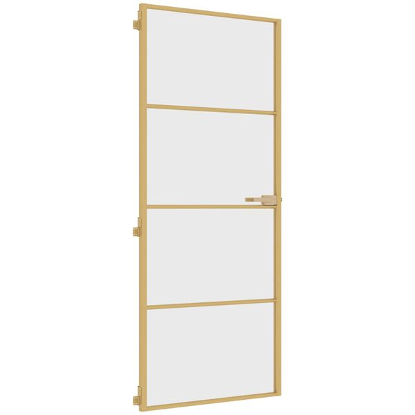 vidaXL Binnendeur smal 83x201,5 cm gehard glas en aluminium goudkleur