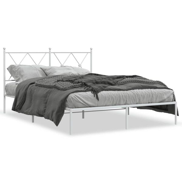vidaXL Bedframe met hoofdbord metaal wit 140x200 cm