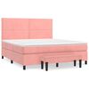 vidaXL Boxspring met matras fluweel roze 160x200 cm