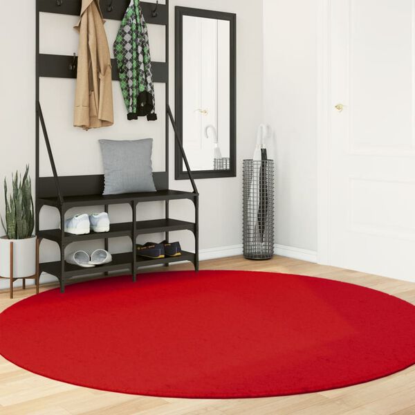 vidaXL Vloerkleed OVIEDO laagpolig &Oslash; 200 cm rood