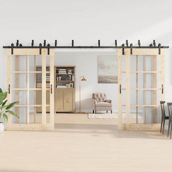 vidaXL Doos met onderdelen voor schuifdeur 427 cm staal zwart