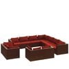 vidaXL 11-delige Loungeset met kussens poly rattan bruin