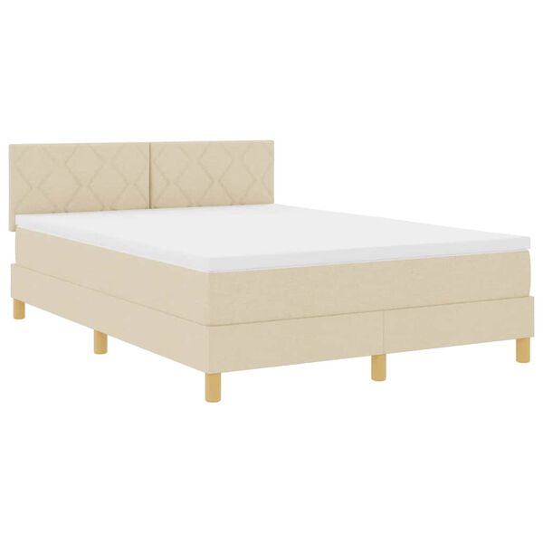 vidaXL Boxspringbed met kussen met hoofdeinde Cr&egrave;me 160 x 200 cm Stof