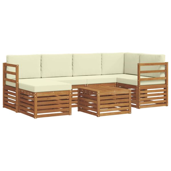 vidaXL Sofa-Sets 7 pcs Natuurlijk en Cr&egrave;me Massief Acaciahout