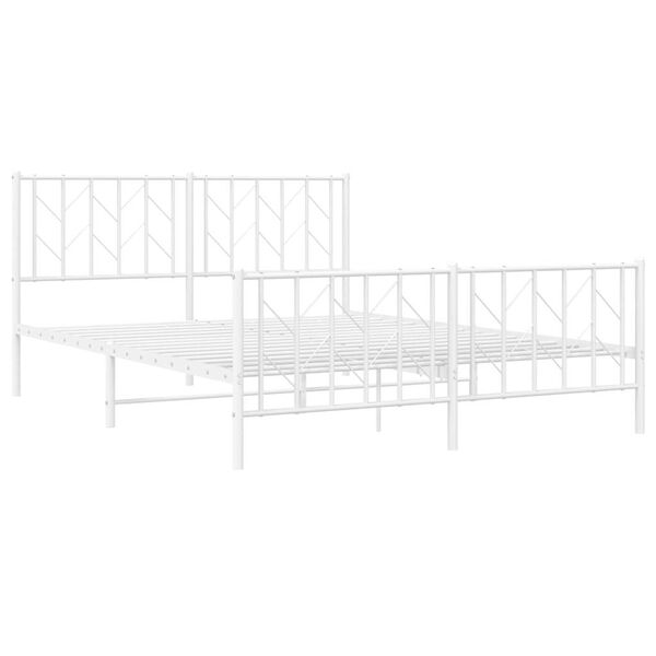 vidaXL Bedframe met hoofd- en voeteneinde metaal wit 150x200 cm