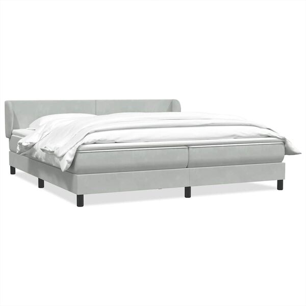 vidaXL Boxspring met matrassen fluweel lichtgrijs 180x210 cm