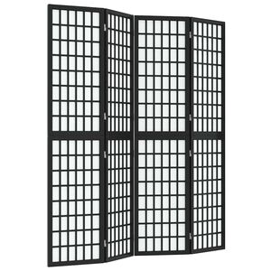 vidaXL Kamerscherm inklapbaar 4 panelen Japanse stijl 160x170 cm zwart