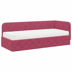 vidaXL Hoekbedframe Wijnrood 80 x 200 cm Fluweel