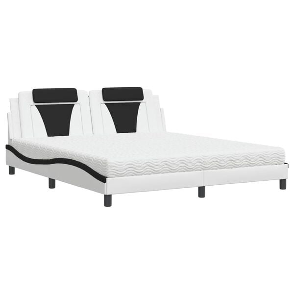 vidaXL Bed "Viana" met matras kunstleer wit en zwart 180x200 cm
