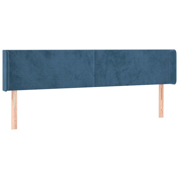 vidaXL Hoofdbord met randen 183x16x78/88 cm fluweel donkerblauw
