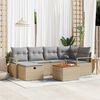 vidaXL Tuin Sofa Set met kussen met opslag 7 pcs Beige Poly riet