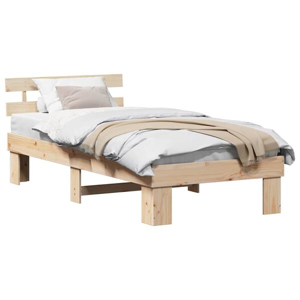 vidaXL Bedframe met hoofdeinde Naturel 80 x 200 cm Massief grenenhout