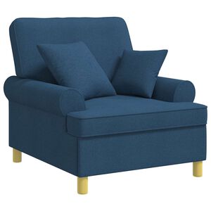 vidaXL XL fauteuil met kussens Blauw Stof