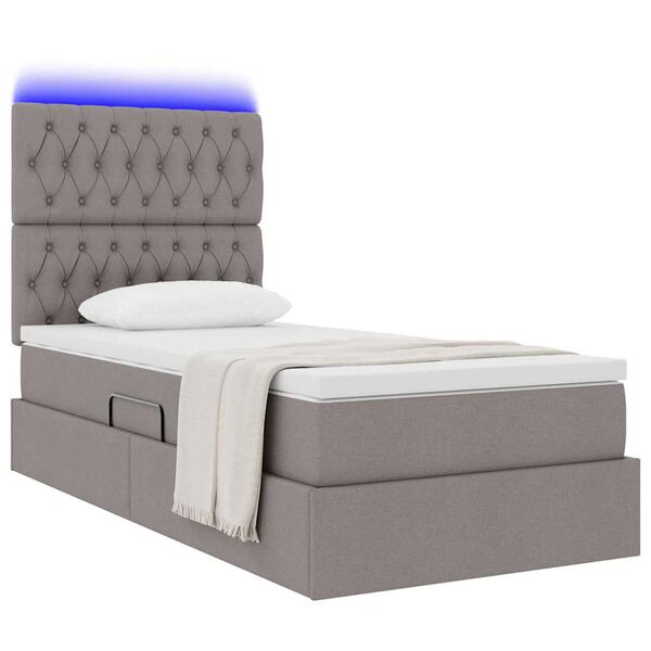 vidaXL Opbergbed met LED met matras Taupe 100 x 200 cm Polyester