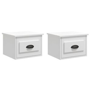 vidaXL Nachtkastjes 2 st wandgemonteerd 41,5x36x28 cm hoogglans wit