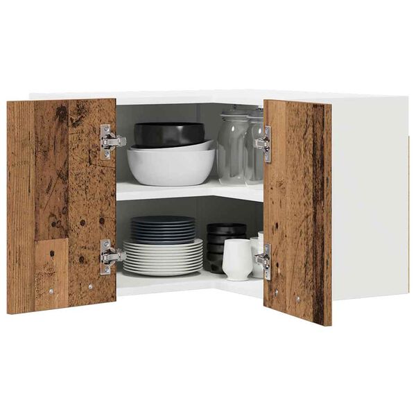 vidaXL Hangkast Oude Hout en Wit 57 x 57 x 40 cm Bewerkt hout