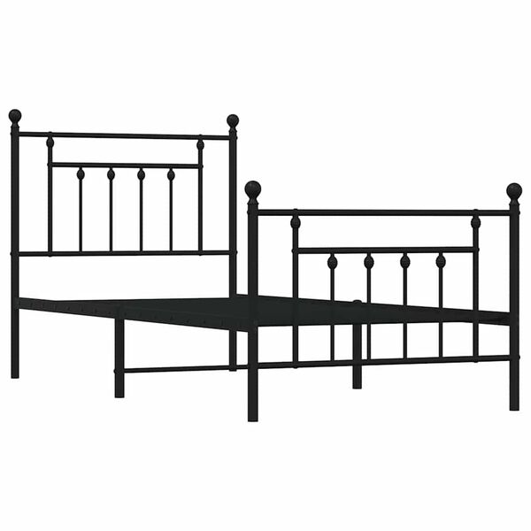 vidaXL Bedframe met hoofd- en voeteneinde metaal zwart 90x190 cm