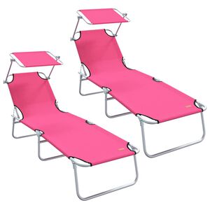 vidaXL Ligstoel 2 st Polyester Roze