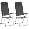 vidaXL Campingstoelen inklapbaar aluminium zwart 2 st