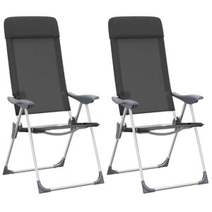 vidaXL Campingstoelen inklapbaar aluminium zwart 2 st