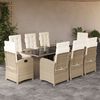 vidaXL 9-delige Tuinset met kussens poly rattan beige
