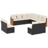 vidaXL 11-delige Loungeset met kussens poly rattan zwart