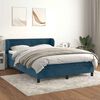 vidaXL Boxspring met matras fluweel donkerblauw 140x190 cm