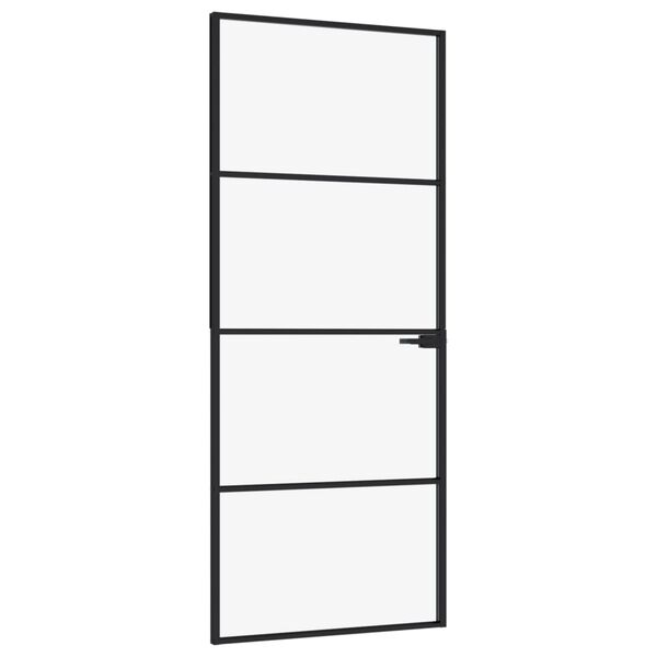 vidaXL Binnendeur 83x201,5 cm gehard glas en aluminium smal zwart