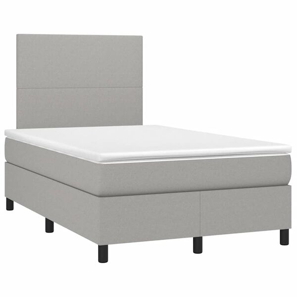 vidaXL Boxspring met matras en LED stof lichtgrijs 120x190 cm
