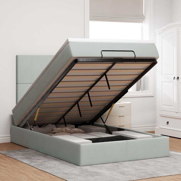 vidaXL Ottoman bed met matrassen en LED's 120x190cm fluweel lichtgrijs