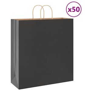 vidaXL Papieren zakken 50 st met hengsels 45x17x48 cm zwart