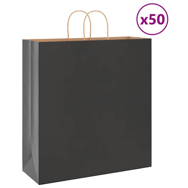 vidaXL Papieren zakken 50 st met hengsels 45x17x48 cm zwart
