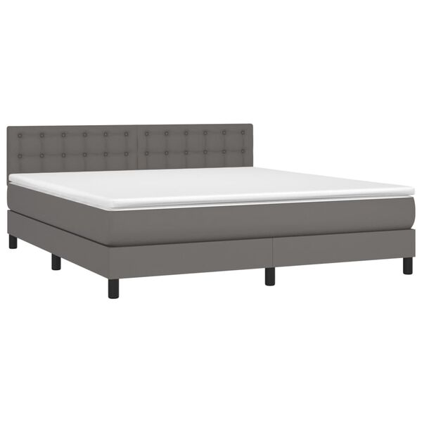 vidaXL Boxspring met matras en LED kunstleer grijs 180x200 cm