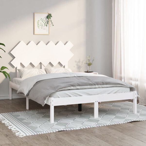 vidaXL Bedframe massief hout wit 120x190 cm