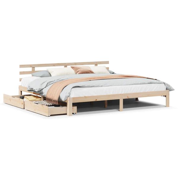 vidaXL Bedframe met lades massief grenenhout 180x200 cm