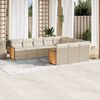vidaXL 10-delige Loungeset met kussens poly rattan beige