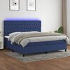 vidaXL Boxspring met matras en LED stof blauw 200x200 cm
