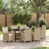 vidaXL Tuin eettafelset 7 pcs Beige poly rattan