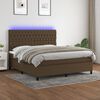 vidaXL Boxspring met matras en LED stof donkerbruin 160x200 cm