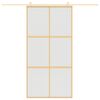 vidaXL Schuifdeur 102,5x205 cm mat ESG-glas en aluminium goudkleurig