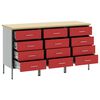 vidaXL Werk kast met lade met wiel 3 pcs Rood en Grijs 75 x 45 x 85 cm